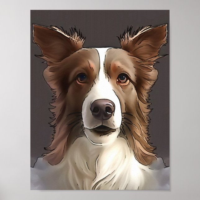 Affiche Bordure Collie Chien Portrait de animal de compagn (Devant)
