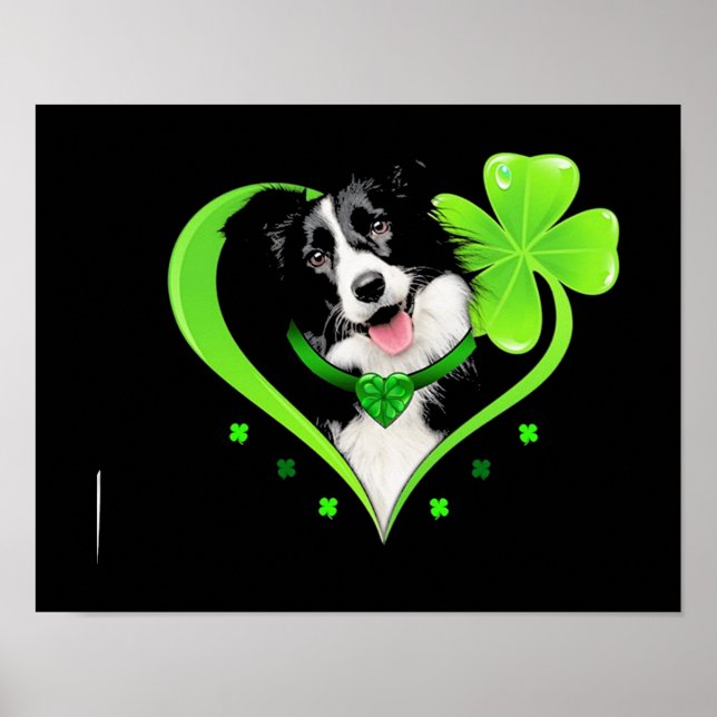 Affiche Bordure Collie Coeur Shamrock (Devant)