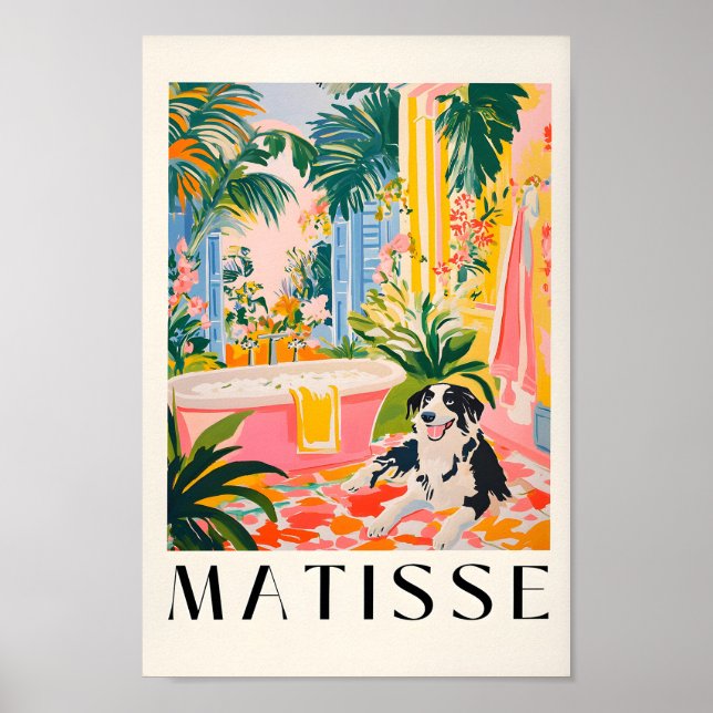 Affiche Bordure Collie Dans L'Art Salle De Bains Imprimer, (Devant)
