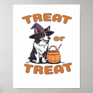 Affiche Bordure Collie Halloween Costume de chien "Treat o