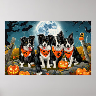Affiche Bordure Collie Halloween Éffrayant