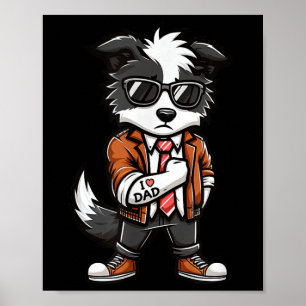 Affiche Bordure Collie I Love Papa Funny Chien Tattoo