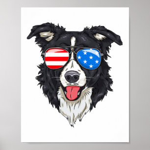 Affiche Bordure Collie Lover Chien patriotique 4 juillet A