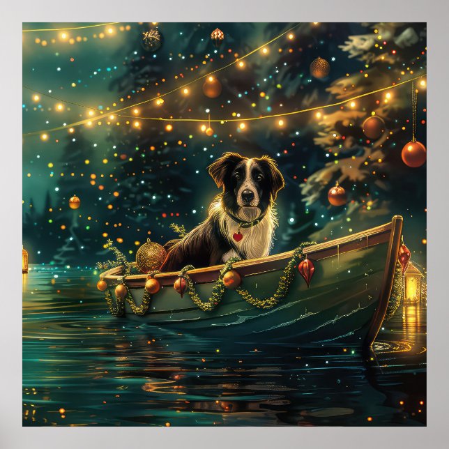 Affiche Bordure Collie Noël Festive Voyage (Devant)