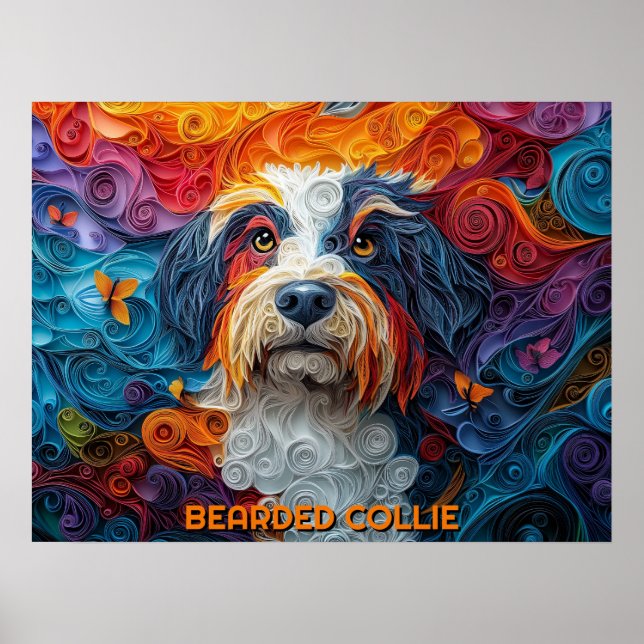 Affiche Bordure Collie Papier Quitter Portrait de chien d' (Devant)