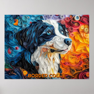 Affiche Bordure Collie Papier Quitter Portrait de chien d'