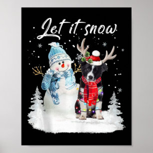 Affiche Bordure Collie Père Noël Chien Noël Snowman Xmas P