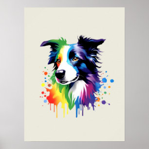 Affiche Bordure Collie Vibrant coloré Abstrait