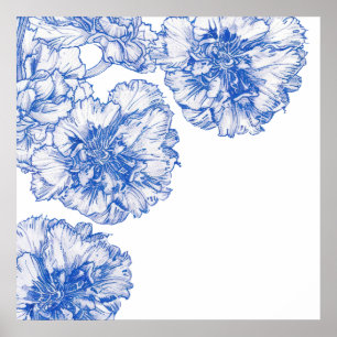 Affiche Bordure de carnation de dessin vintage