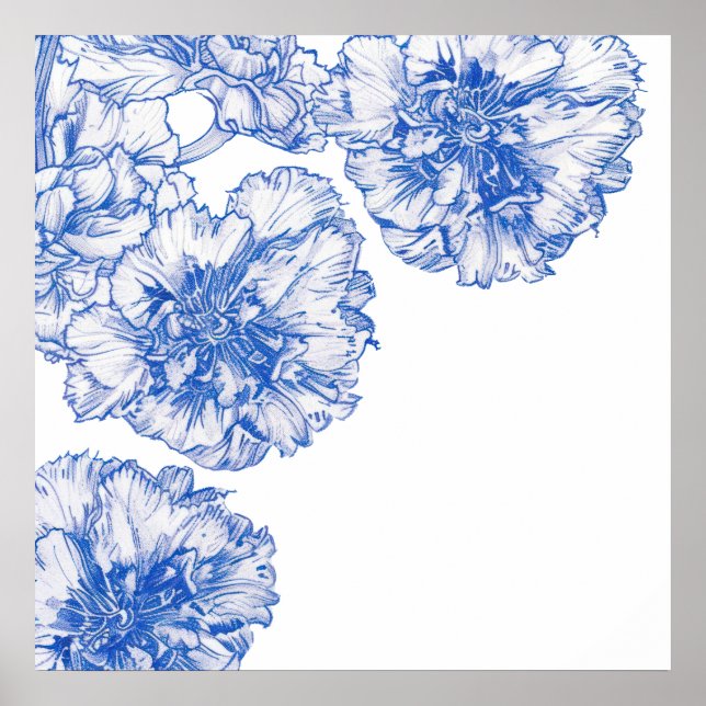 Affiche Bordure de carnation de dessin vintage (Devant)