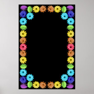 Affiche Bordure de fleurs arc-en-ciel