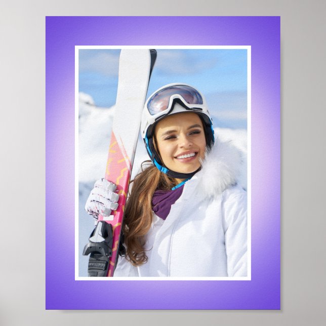 Affiche Bordure de photo à dégradé d'aura bleu rose violet (Devant)