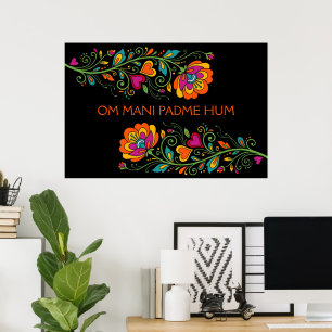 Affiche Bordure de vrilles rétro Flower Power 19 + votre t