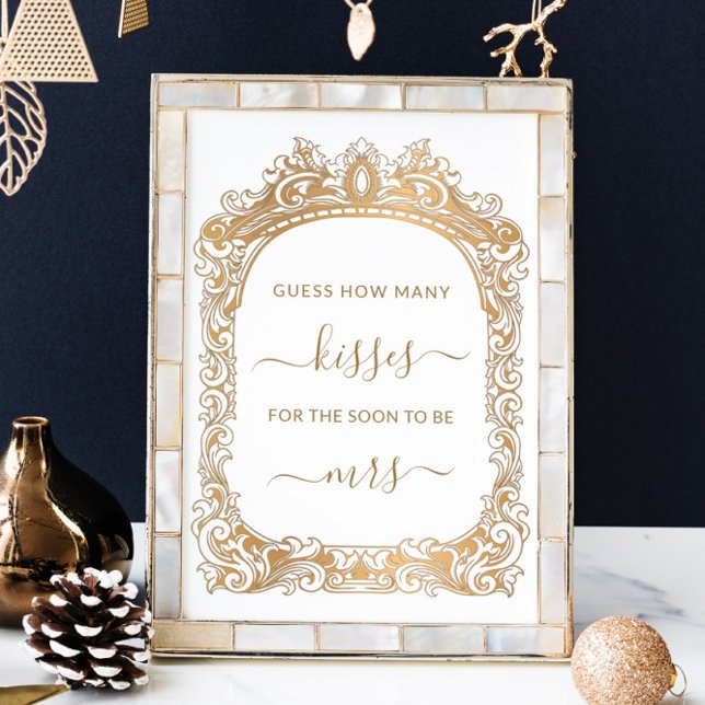 Affiche Bordure d'or classique Blanc Combien de baisers je (Créateur téléchargé)