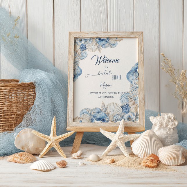 Affiche Bordure élégante de coquillages pour mariage de bi (Créateur téléchargé)