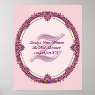 Affiche Bordure Élégante Violet/Rose Et Crème Personnalise