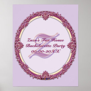 Affiche Bordure Fantaisie Violet/Rose Et Crème Personnalis