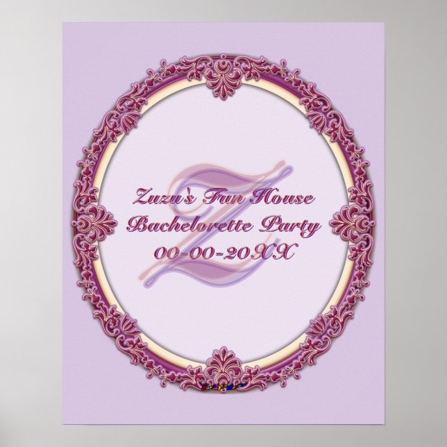 Affiche Bordure Fantaisie Violet/Rose Et Crème Personnalis (Devant)