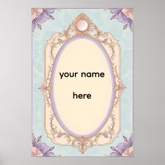 Affiche Bordure Florale Romantique de Toilette