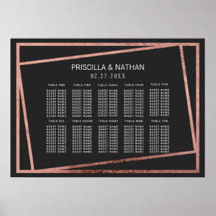 Affiche Bordure Rose doré simple à inclinaison Carte de si