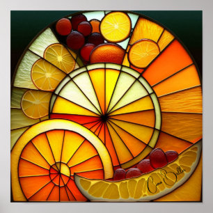 Affiche Bordures orange en verre