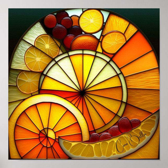 Affiche Bordures orange en verre (Devant)