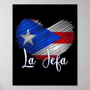 Affiche Boricua Jefa Porto Rico Coeur Drapeau Boricua Mama