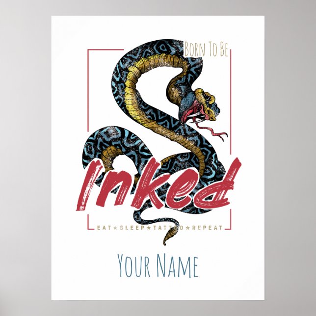 Affiche Born To Be Inked Tattoo (Devant)