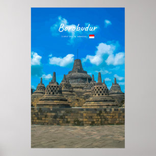 Affiche Borobudur, Indonésie - Temple bouddhiste ancien