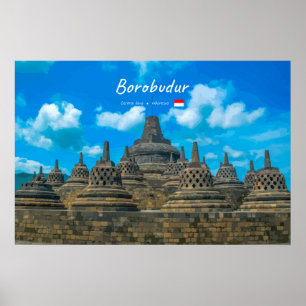Affiche Borobudur, Indonésie - Temple bouddhiste ancien