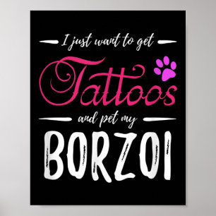 Affiche Borzoi Amoureux des chiens Tattoo drôle Chien mama