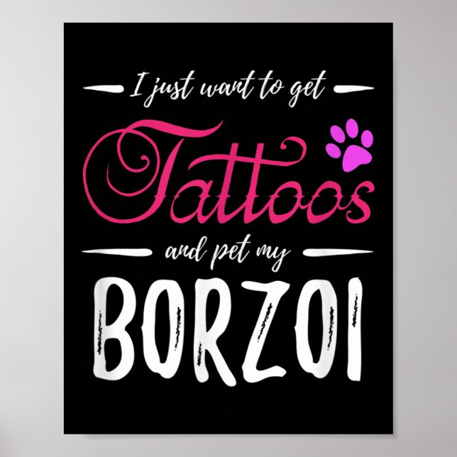 Affiche Borzoi Amoureux des chiens Tattoo drôle Chien mama (Devant)