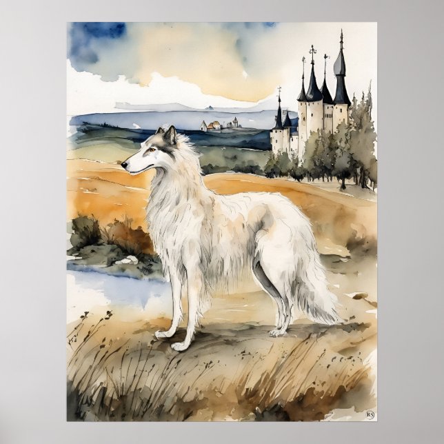 Affiche Borzoi - Art Chien Imprimer (Devant)