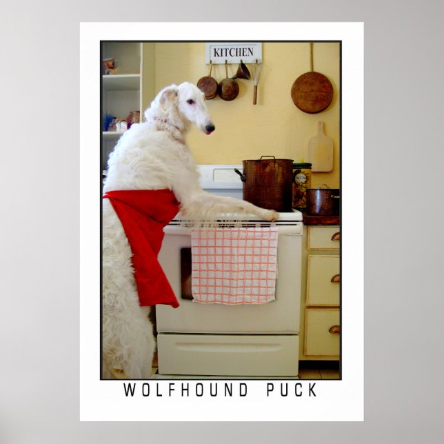Affiche Borzoi Russian Wolfhound "Wolfhound Puck" Dog (Devant)