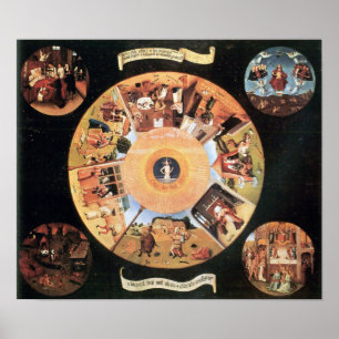 Affiche Bosch-Table avec des scènes des sept péchés mortel