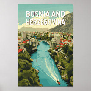Affiche Bosnie-Herzégovine Illustration Art Voyage