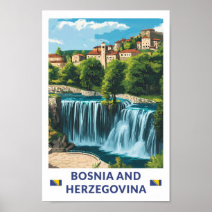 Affiche Bosnie-Herzégovine Jajce Illustration Art