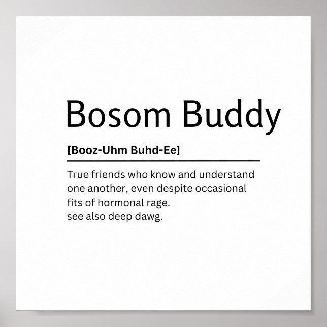 Affiche Bosom Buddy Dictionnaire Définition Drôle Citation (Devant)