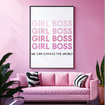 Affiche Boss de fille rose moderne Meilleur cadeau de fill<br><div class="desc">Boss de fille rose moderne Meilleur cadeau de fille</div>