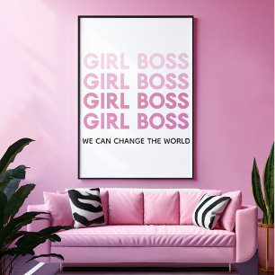 Affiche Boss de fille rose moderne Meilleur cadeau de fill