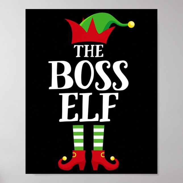 Affiche Boss Elf Family Matching Christmas Group Elf Pajam (Devant)