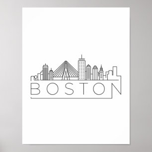 Affiche Boston City Skyline, boston ma skyline