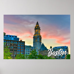 Affiche Boston historique, Massachusetts, États-Unis