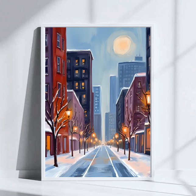 Affiche Boston Hiver | Massachusetts Ville Aquarelle (Créateur téléchargé)