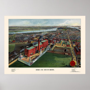 Affiche Boston, MA Carte panoramique - 1902
