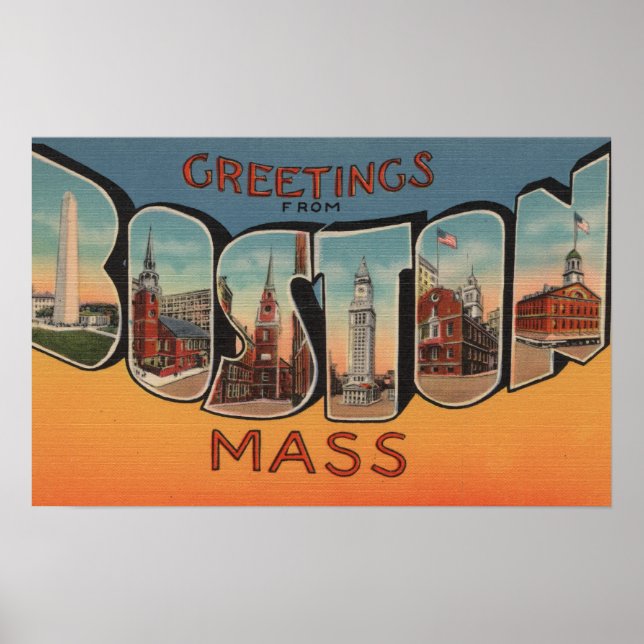 Affiche Boston, Massachusetts (Bâtiments) (Devant)