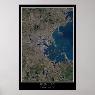 Affiche Boston Massachusetts From Space Satellite Map