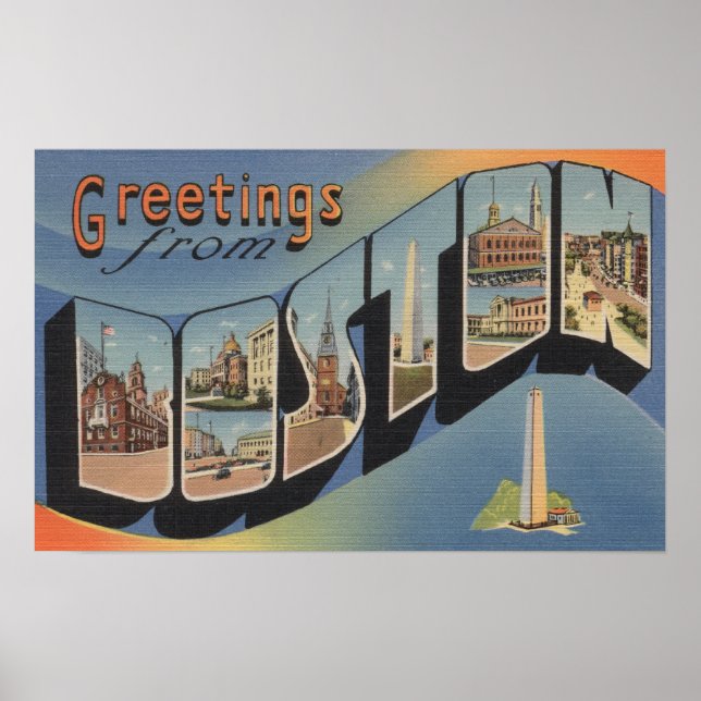 Affiche Boston, MassachusettsScènes de grandes lettres 3 (Devant)