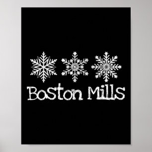 Affiche Boston Mills Ohio Ski Ski Ski Hiver Snowflak