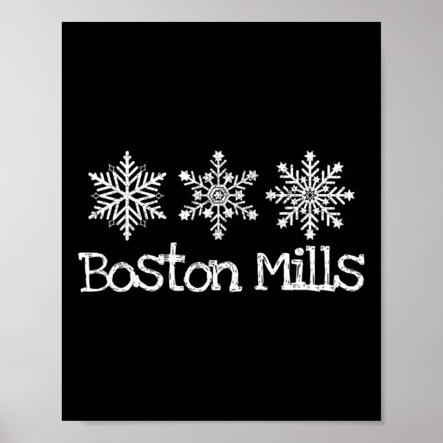 Affiche Boston Mills Ohio Ski Ski Ski Hiver Snowflak (Devant)